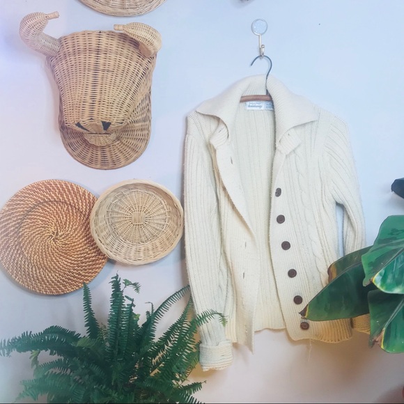 vtg retro 90s chunky knit grandpa button cardigan - Picture 3 of 6